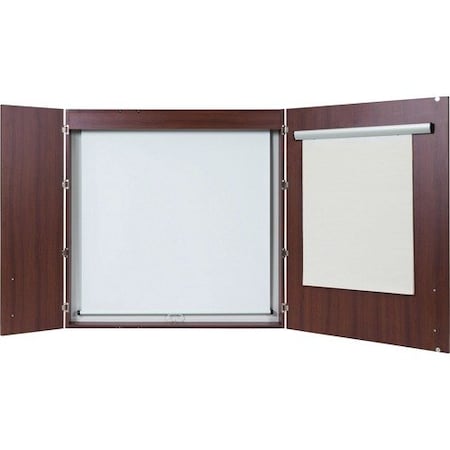 Bi-Silque MasterVisi CAB01010130, Conference Cabinet, Porcelain Magnetic, Dry Erase, 48 X 48, Cherry BVCCAB01010130